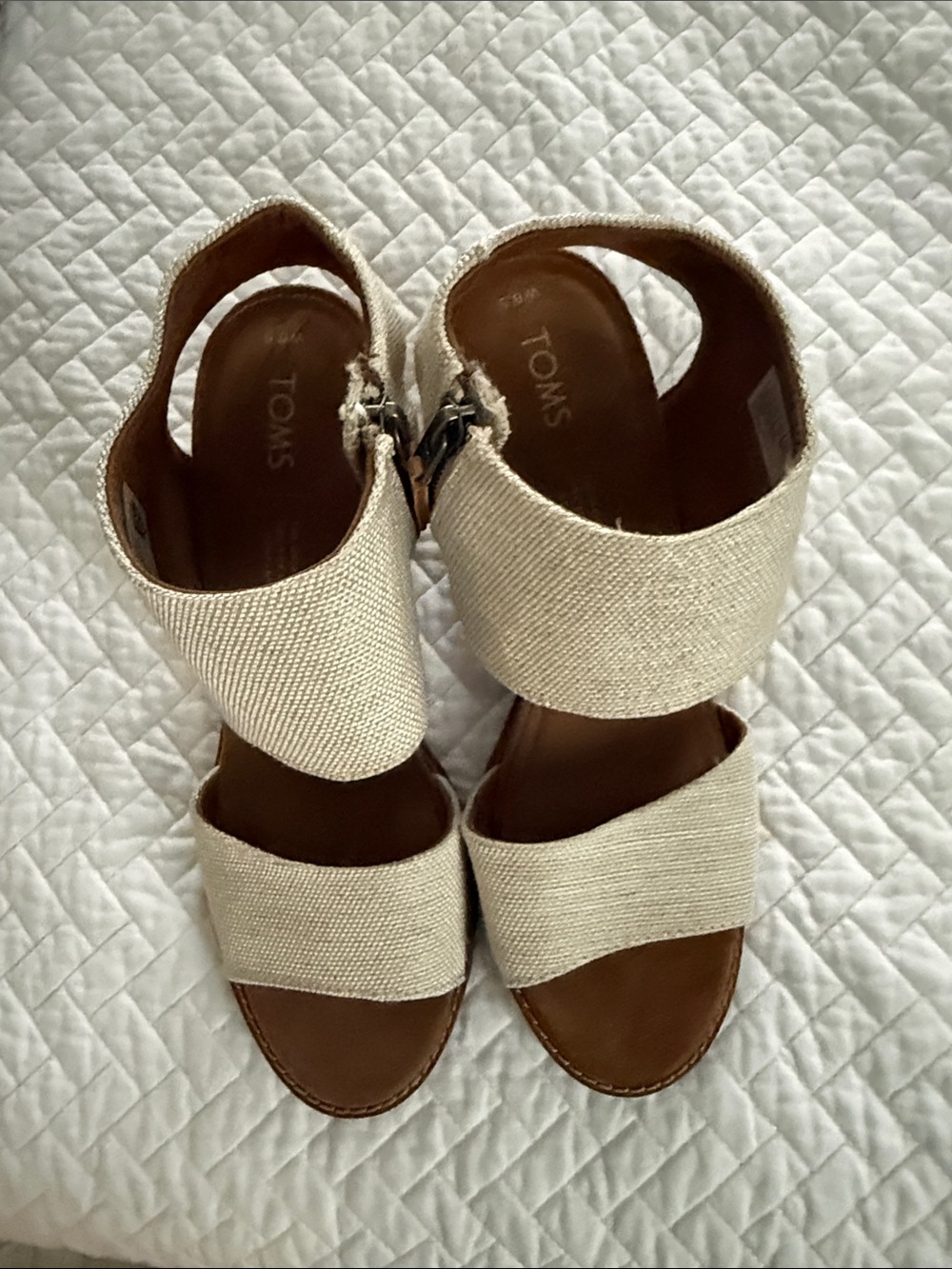 TOMS Natural Woven Strap Wedge Sandals - Women's